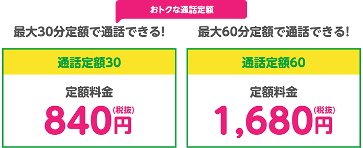 mineoの通話定額サービス「通話定額30/60」